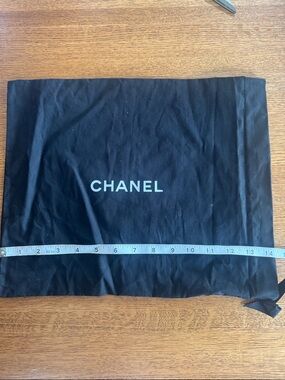 CHANEL Black Dust Pouch with White Logo